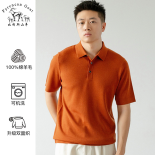 -美丽诺钻石纯羊毛-可机洗秋冬男士纯色翻领短袖羊毛衫针织POLO衫
