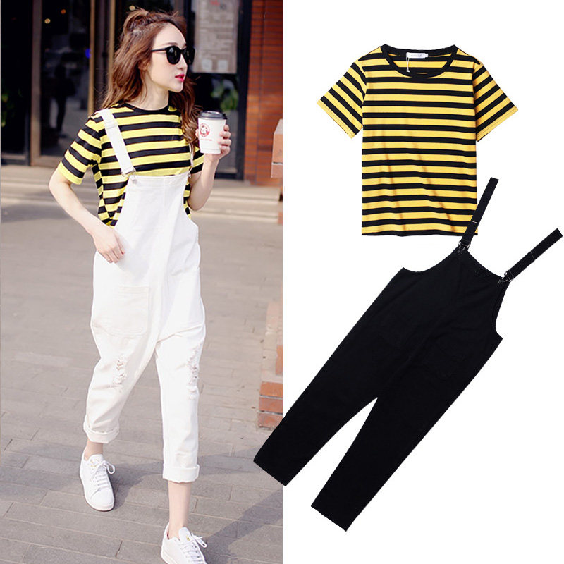 。夏季裤子孕妇薄款宽松背带裤长裤套装阔腿裤春秋外穿时尚潮妈秋