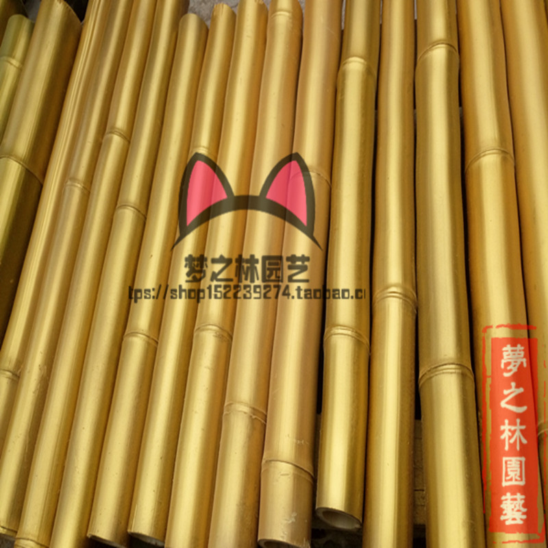 定制福桶金色喷漆竹竿仿真竹子金竹杆镶玉银柳装饰年宵花婚庆道具