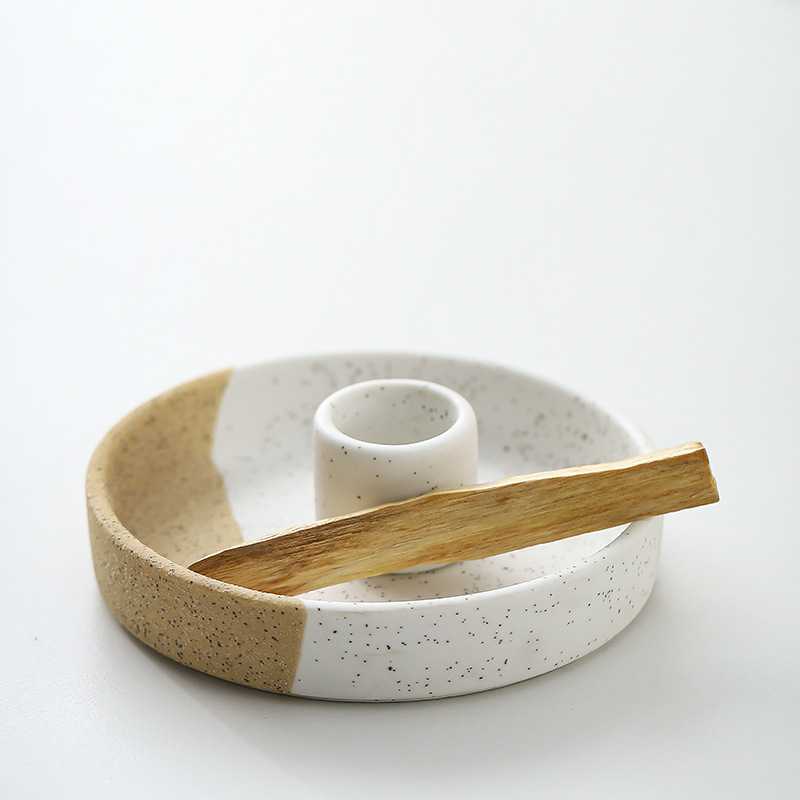 Ceramic Incense Holder陶瓷香托香盘香座香插圣木底座燃烧器烛台