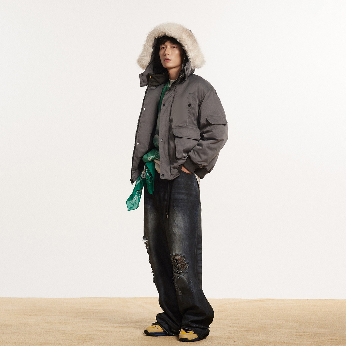ANSWER ME 391 模特图 MY146 冬季毛领棉服 P215图片