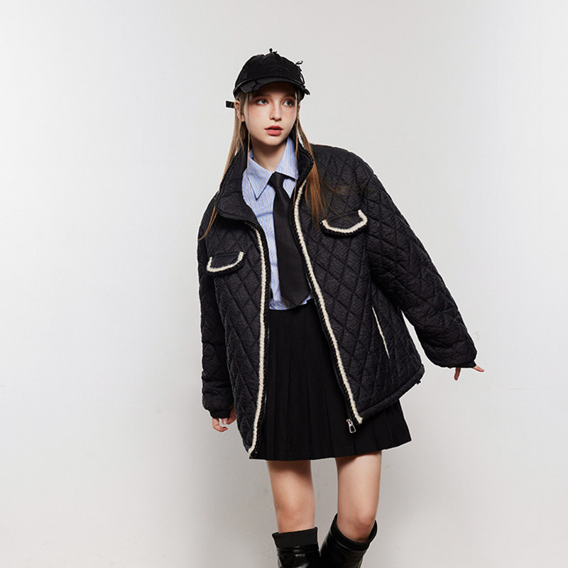 模特图 MY118 菱形格花边棉服 P155 控198图片