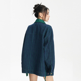 ANSWERME模特图W248条纹撞色水洗牛仔外套P125，女装短外套，新杭派391(FUSEEHO 391)