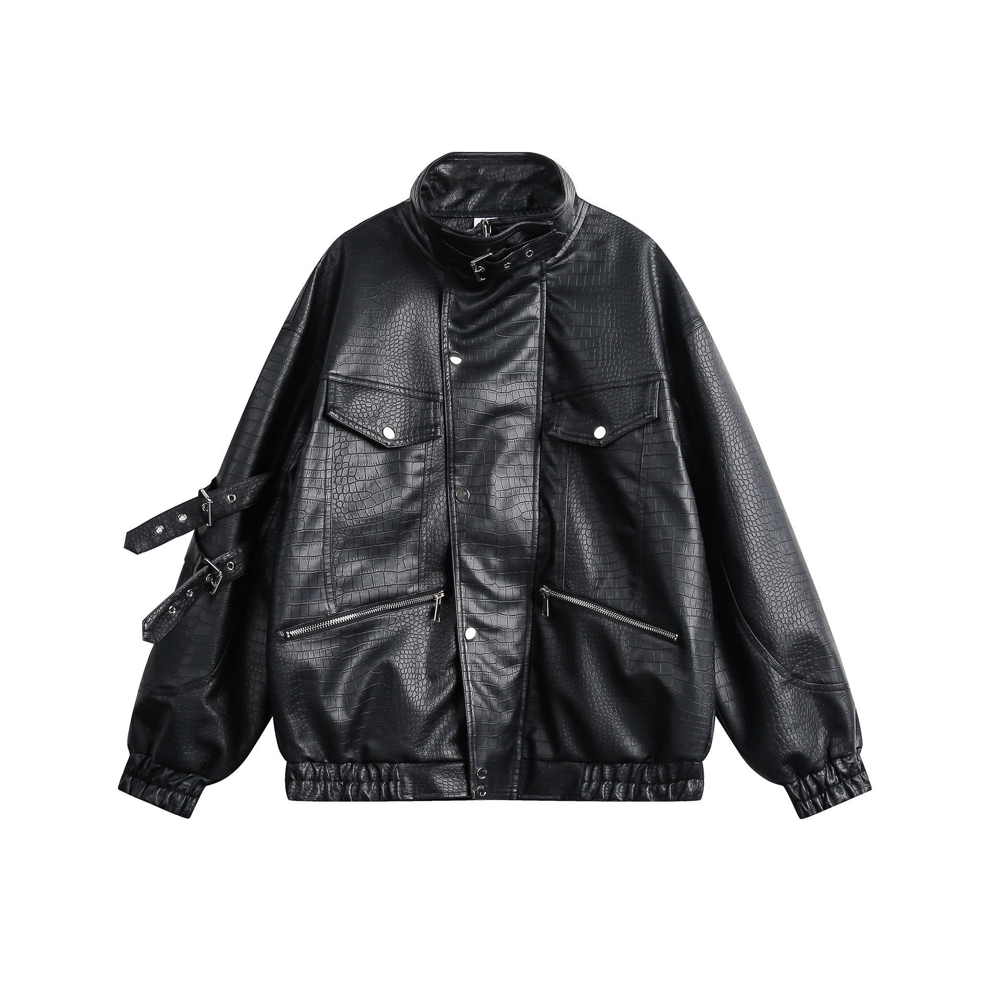 ANSWERME模特图W251鳄鱼纹黑色皮衣机车服P160,男装皮衣,新杭派391(FUSEEHO 391)