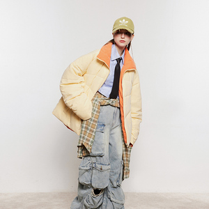模特图 MY136 基础立领撞色棉服 P155 控198图片