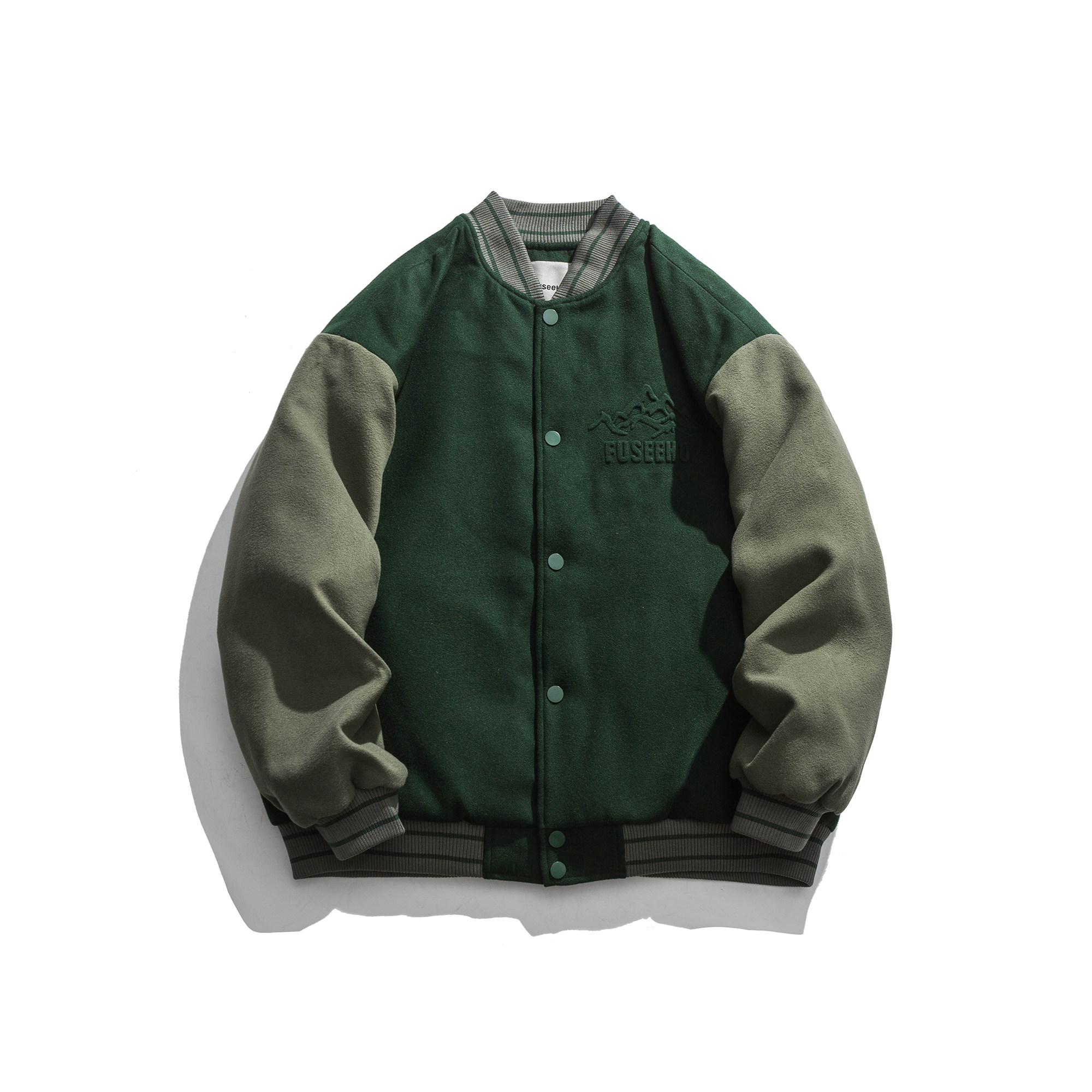 ANSWERME391平铺图MY87钢印拼接撞色棒球棉服P175,男装棉衣,新杭派391(FUSEEHO 391)