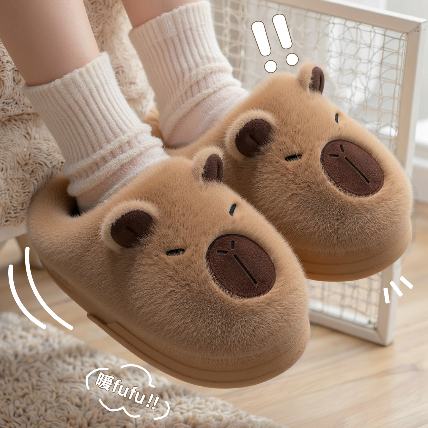 可爱毛绒棉拖鞋女2025新款冬季