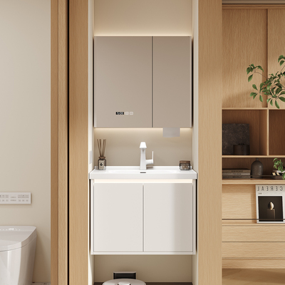 奶油风+小户型+超大收纳浴室镜柜