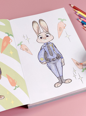 迪士尼疯狂动物城涂色书儿童3-6岁兔子卡通画本4宝宝涂鸦画册玩具