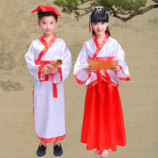 儿童三字经演出服弟子规表演服装国学服男女朗诵古装汉服