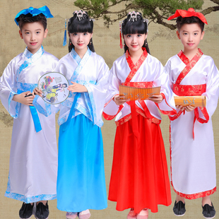 古装汉服男女童书童表演服 学生经典诵读演出服 三字经弟子规服装