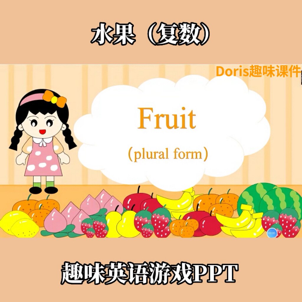 趣味精美英语游戏ppt水果主题设计素材/源文件