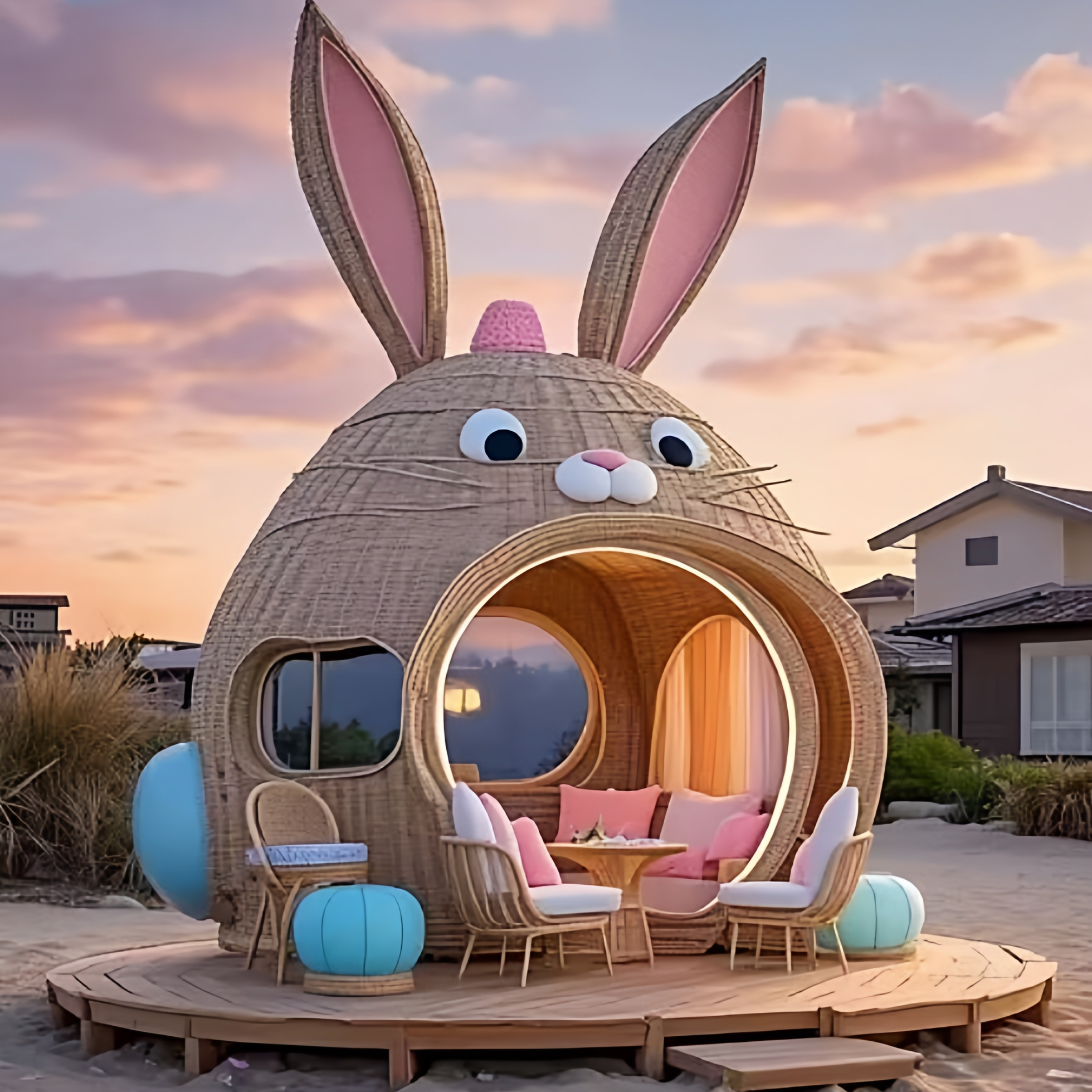 十二生肖藤编凉亭户外景观景观美陈装置摆件网红打卡拍照动物凉亭