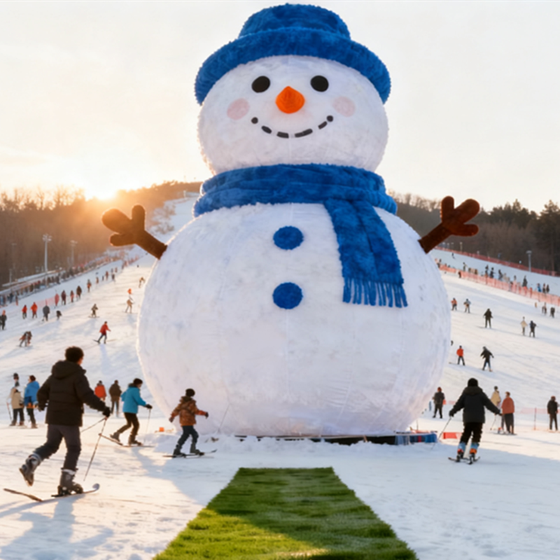 仿真绿雕工艺品定制户外景区巨型绿雕雪人滑雪场美陈装饰品摆件