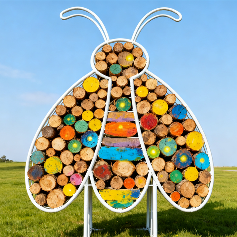户外景区露营地创意昆虫造型木桩摆件原木木桩昆虫造型景观小品