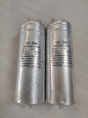 厦门法拉C66系列 拆机油浸无极电容500VAC 100UF 体积：75*200mm
