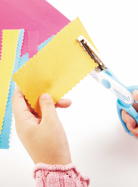 得力95373花边剪刀波浪型儿童剪刀手工文具 不伤手136mm可爱