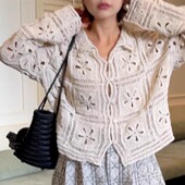 洞洞钩花宽松上衣 NXJ 小众设计 微胖大码 250856 熔岩