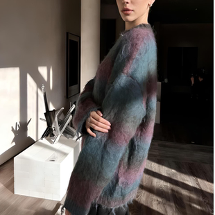 高奢小众渐变刷毛高比例宽松毛衣 微胖大码 26010 渐变彩霞 NXJ