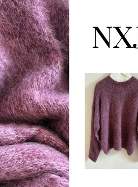 NXJ【不只是紫】微胖大码  高货长毛彩纱宽松大版毛衣  250991