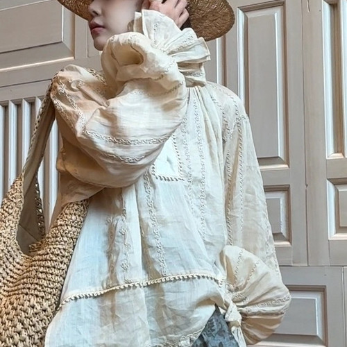 无品牌宽松型其他九分袖麻