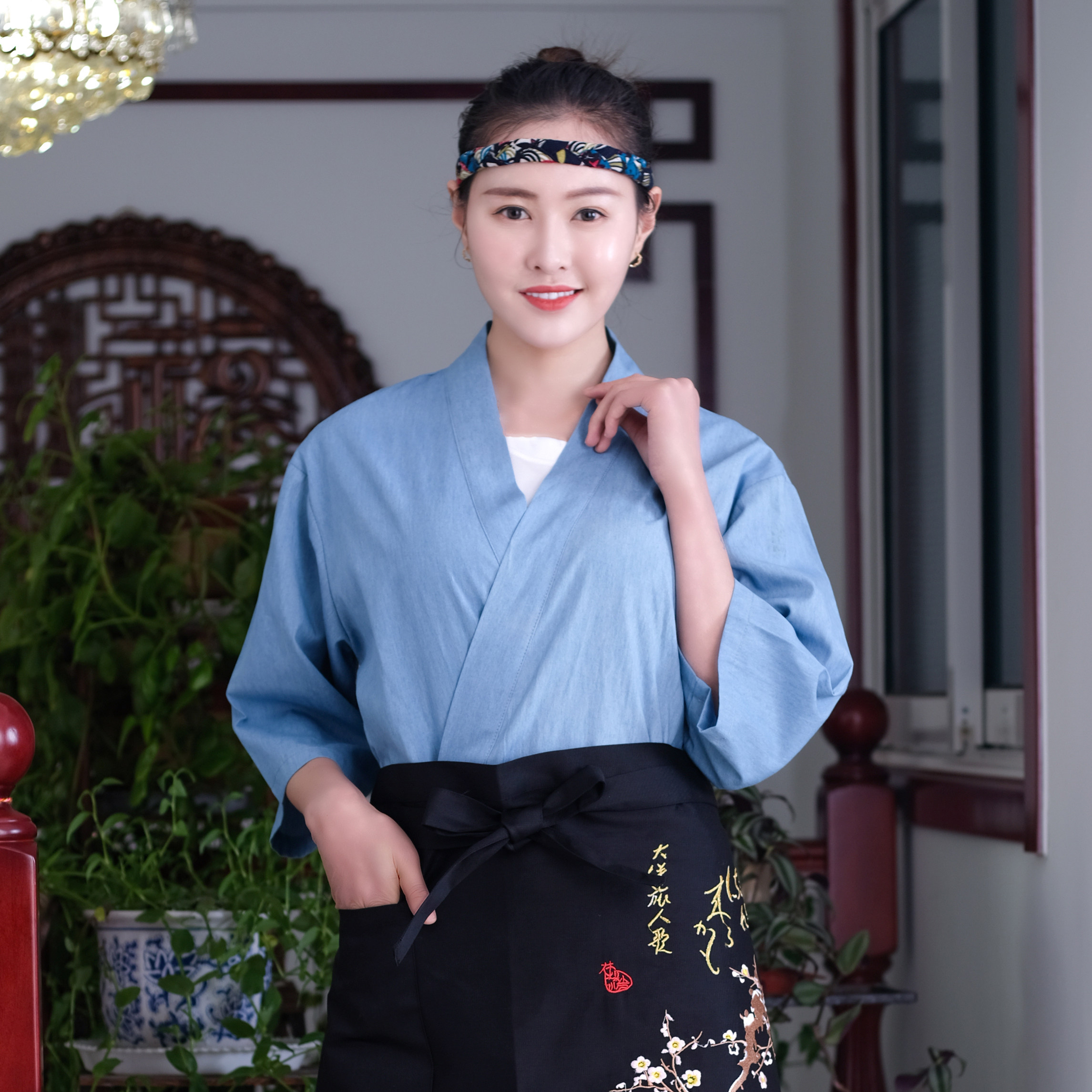 日式百搭工装厨师服晟琪服务员