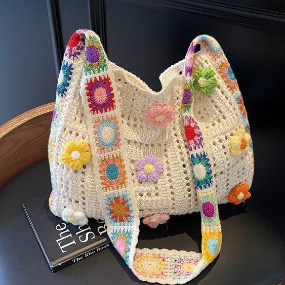 夏季镂空民族风编织包包女新款大容量单肩包小清新海边度假斜挎包