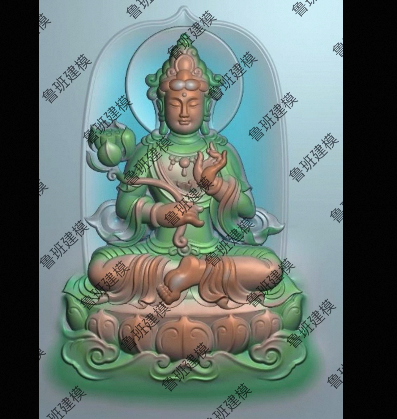 精雕图JDP玉雕图雕刻素材32144随形观音菩萨普渡众生