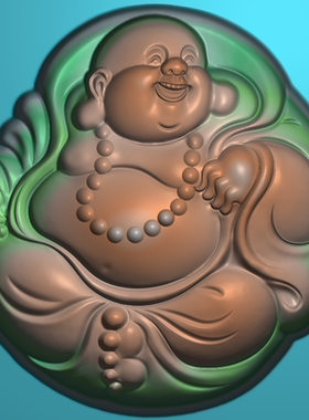 立体模型库精jdp灰度图bmp浮雕图玉雕双面弥勒佛公逍遥佛06584