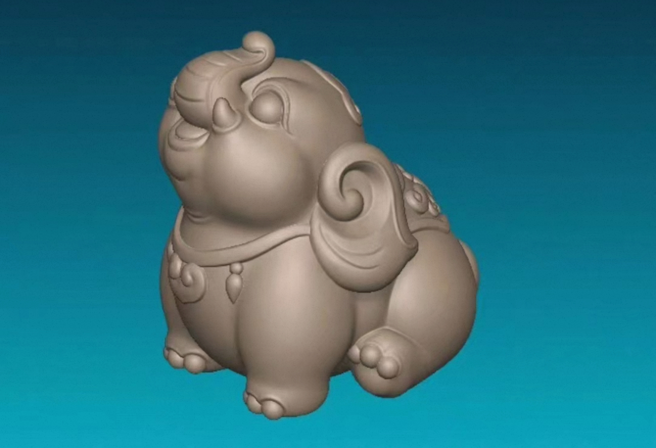精雕图新款生肖牛牌子挂件灰度图圆雕图小萌象stl格式玉雕2844