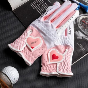 高尔夫手套女士超纤布网面透气GOLF手套弹力耐磨防晒双手练习手套