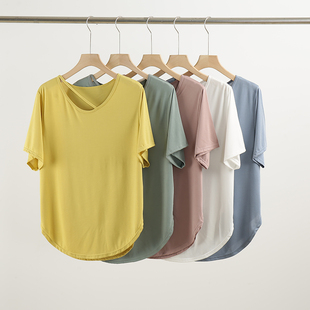 Athena lulu宽松瑜伽服上衣女短袖薄款透气运动T恤健身跑步罩衫