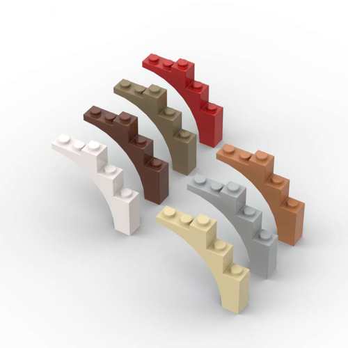 小人仔树叶国产积木1x5x4弧形砖