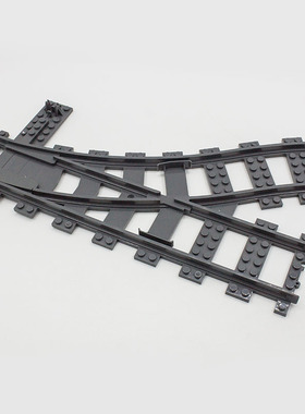 兼容乐高18612 18596 53406 火车轨道变左右分叉轨(4516092)