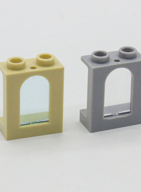 兼容乐高90195 60601国产科技教育积木零件1x2x2圆窗框窗户窗玻璃