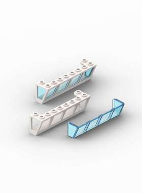 兼容颗粒 89648+89649积木 国产科技教育零件 2x8x2斜面窗框+玻璃