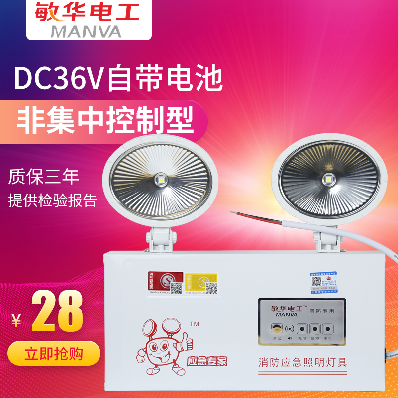 消防应急灯DC36V双头猫眼大头壁挂疏散照明A型非集中控制型M3023