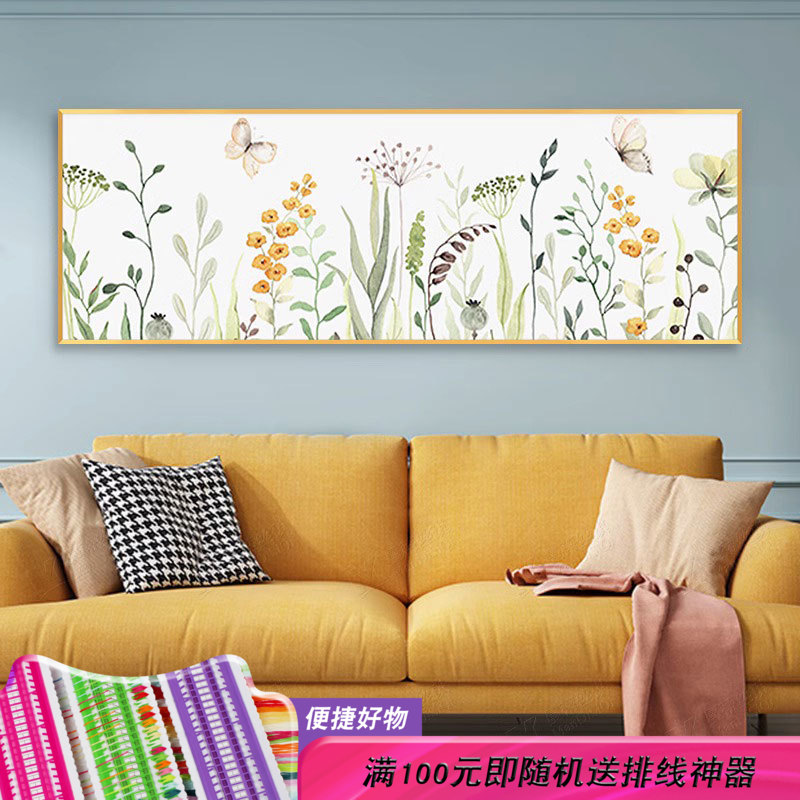 轻奢简单抽象卧室十字绣2023新款满线主卧床头花卉客厅手工十字绣