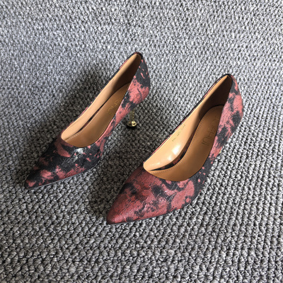 法式豹纹尖头细跟通勤高跟单鞋