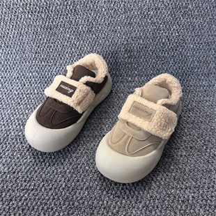 2025冬季新款时尚女鞋丑萌圆头加绒保暖厚底魔术贴时尚休闲女棉鞋