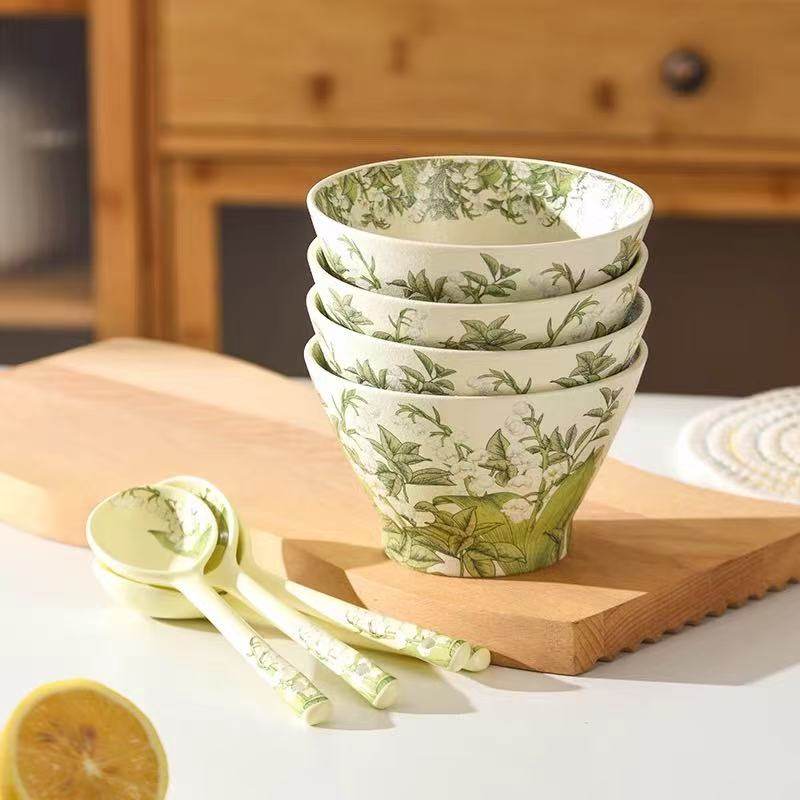 华典幸福铃兰花系列餐具陶瓷碗碟套装家用米饭碗田园INS风菜盘子