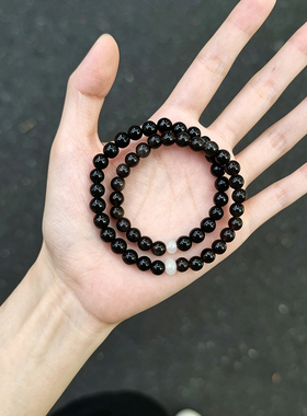 新中式黑曜石双圈手串