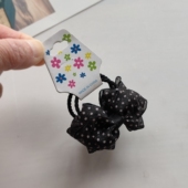 法式 黑色波点发圈雪纱迷你三层蝴蝶结发绳儿童小啾啾头绳公主皮套