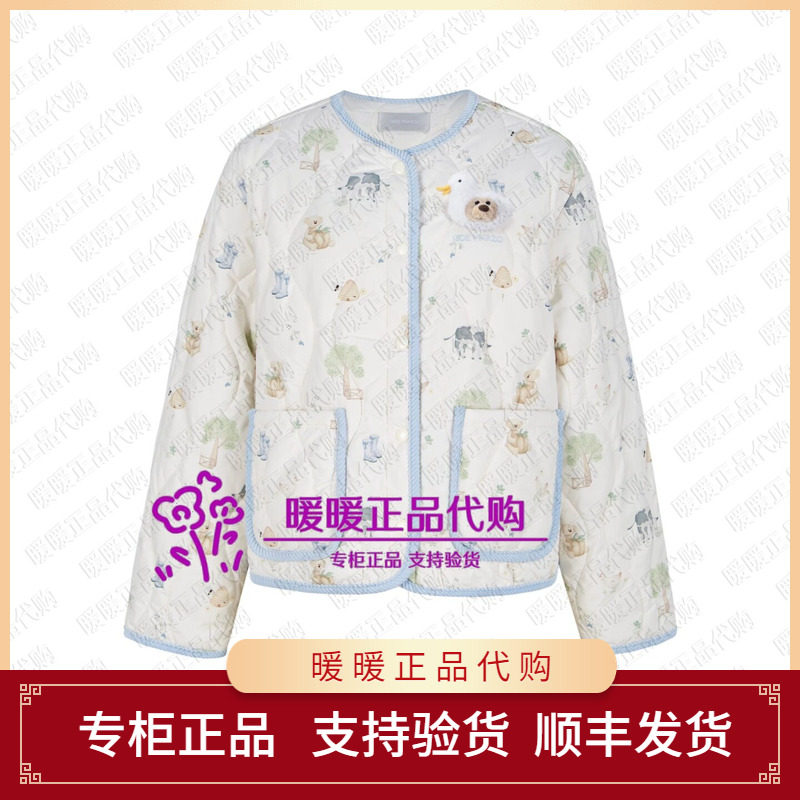 13DE 2026秋冬新款圆领印花绗缝棉衣薄款时尚短款外套 2380
