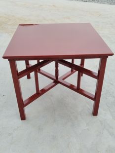 枣红八仙桌中式实木正方形铁红色折叠餐桌拆卸供桌摆酒席拜拜祭祀