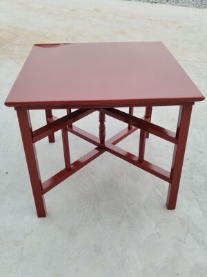 枣红八仙桌中式实木正方形铁红色折叠餐桌拆卸供桌摆酒席拜拜祭祀