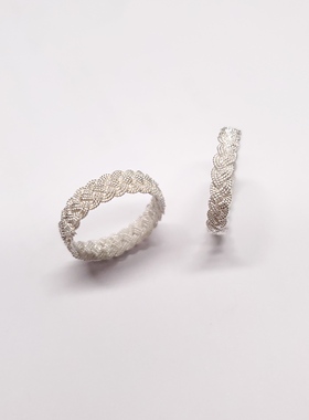 编织情侣对戒纯银小众情侣