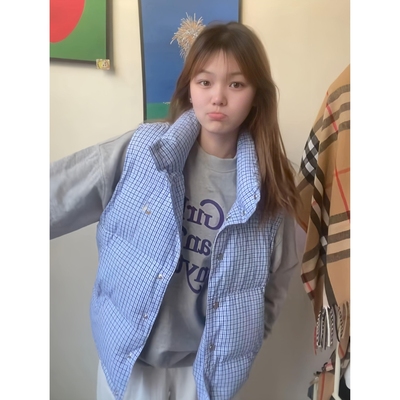 覆古减龄蓝色格子立领马