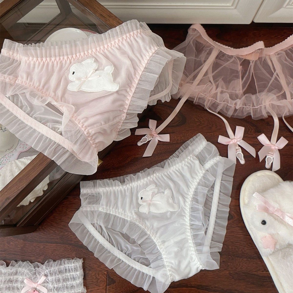 2025新款秋冬小兔仙子纯棉内裆网纱透视毛绒刺绣包臀可爱少女内裤,女士内衣/男士内衣/家居服,女三角裤,淘宝优惠券,粉丝福利购,淘宝优惠卷