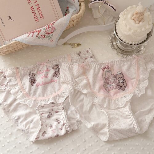 春季新款原创樱花小熊蛋糕内裤女